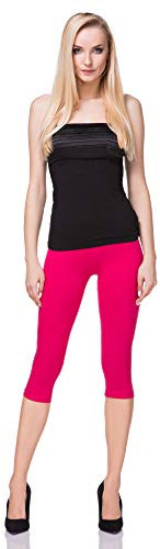 FUTURO FASHION - Legging Court en Coton - très Confortable - Grandes Tailles - Rose - 38 (M)