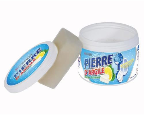Pierre d'Arcille 250 g – Piedra blanca de limpieza – Esponja incluida – 99% de origen natural – Kossem – Anti-fog Stain Cleaning Stone