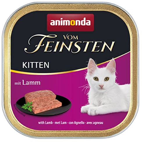 animonda vom Feinsten Kitten Katzenfutter nass mit Lamm (32 x 100g), Kitten getreidefreies Katzen Nassfutter ohne Zucker, mit frischen fleischigen Zutaten