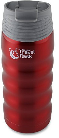 Pioneer Travel Flask, Stainless Steel Vacuum Insulated Double Wall Hot and Cold Drinks Thermo Flask – Hot 8 Hours, Cold 24 Hours, 480ml, Red