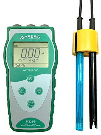 Apera Instruments SX823-B Tragbares Multi-Parameter-Messgerät (pH/EC/TDS/Temp.) (Genauigkeit: 0, 01 pH; 1% F.S, gleichzeitiges Testen von pH/Leitfähigkeit/TDS/Temperatur)