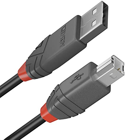 LINDY - Cavo USB 2.0 Tipo A a USB Tipo B, Cavetto USB Anthra Line 7.5 Metri, Tipo Maschio A/B, Velocità di Trasferimento Dati Speed Fino a 480Mbps per Tastiera, Stampante, Fotocamera, Hard Disk