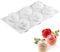 molde de silicona 3d, moldes silicona para postres pudín, 6 cavidades Forma de Rosa, blanco