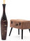 Leewadee Grand Vase A Poser Au Sol pour Branches Décoratives De Pampa, Vase en Bois De Manguier, 90 cm, Marron