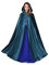 BEAUTELICATE Umhang Damen mit Kapuze Satin Cape Mantel Lang für Hochzeit Brautkleid Fasching Halloween Kostüm Mittelalter Robe Vampir Hexen (Pfauen Blau, Einheitsgröße)