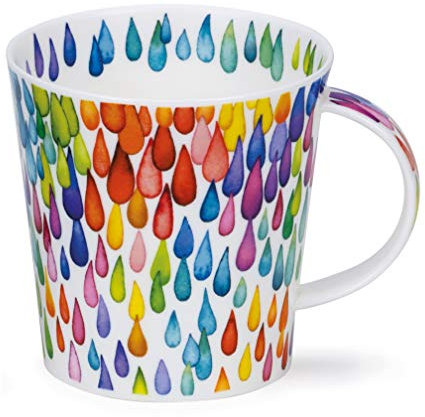 Dunoon Tasse en porcelaine fine fabriquée en Angleterre en forme de cairngorm Motif gouttes de pluie 480 ml Passe au lave-vaisselle (verticale)