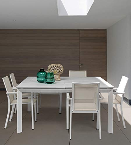 Konnor Ausziehtisch 110/160 x 160 cm weiß für den Innen- und Außenbereich