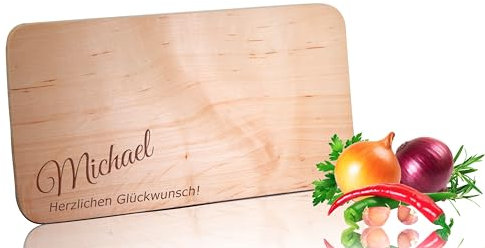 Personalisiertes Frühstücksbrettchen aus Buche 22x12cm - Küchenbrett Vesperbrett, Geburtstagsgeschenk, Vatertag, Muttertag, Geschenkidee für Frauen und Männer, Kinder