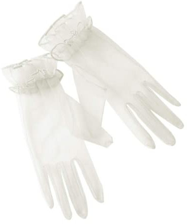 Hoseirty Damen Kurz Tüll Hochzeit Party Handschuhe für Braut Handgelenk Länge Vintage Sheer Tee Party Abend Prom Oper Party Handschuhe, elfenbeinfarben, Wrist Length