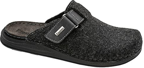 Fischer Markenschuh Herren Pantoletten, Männer Hausschuhe,gaeste-Hausschuhe,hauslatsch,hofschuh,pantine,treter,finken,Anthrazit,43 EU / 9.5 UK