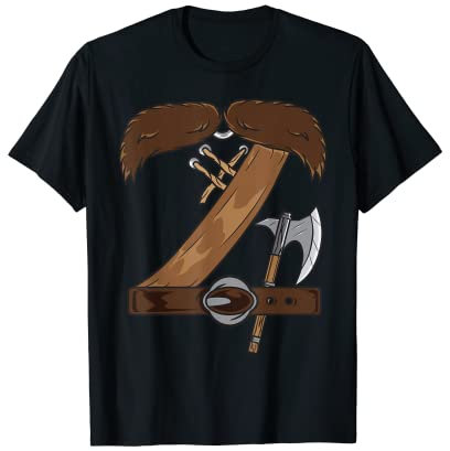 Disfraz de Viking para Halloween, bigote, cinturón de hacha, disfraz de cosplay Camiseta