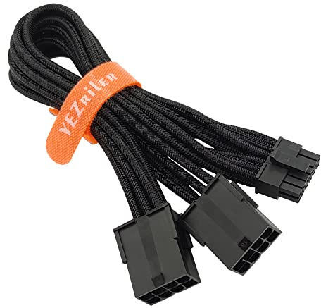 YEZriler 12 Pin GPU Cable, Dual PCIe 8 Pin Female to Mini 12 Pin GPU Power Adapter Sleeved for Graphics Card 9.5-inch(24cm)