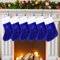 CCINEE Blaue Weihnachtsstrümpfe, 6 Stück, 45,7 cm hoch, blaues Design mit Plüschmanschette, klassische große Strumpfdekorationen für Weihnachten, festliche Geschenke, Heimkamin-Dekoration