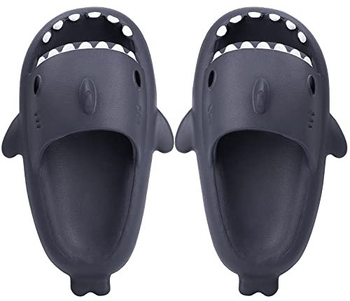 LAKIGE Ciabatte per bambini con squalo estivo nuvola per ragazzi e ragazze antiscivolo spiaggia piscina doccia e balneazione sandali scivoli, Squalo nero, 24/25 EU