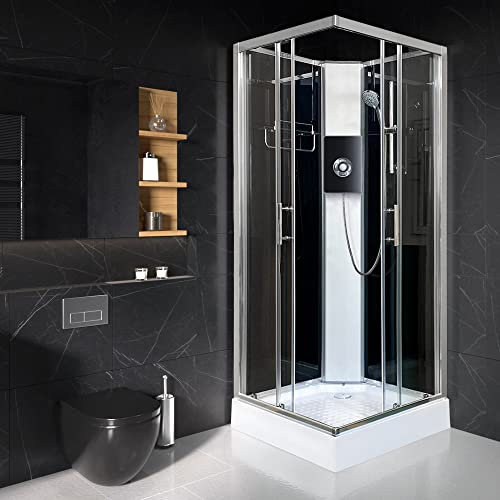 Vidalux Pure E Square 900 x 900 Black Electric Shower Cabin LuxBLK8.5KW