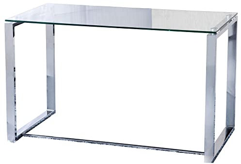 Miroytengo Mesa de Cristal Estudio Trendy, Despacho o Oficina, Escritorio de Cristal, Acabado Cristal y Cromo 100 cm