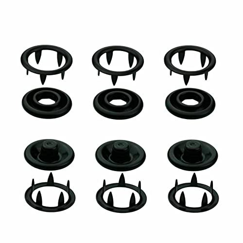 Druckknöpfe Jersey wählbar von 8,5 mm bis 21 mm,100 Stück Jersey-Snaps, Metallknöpfe, Messing rostfrei in der Farbe schwarz (Größe 15 mm)