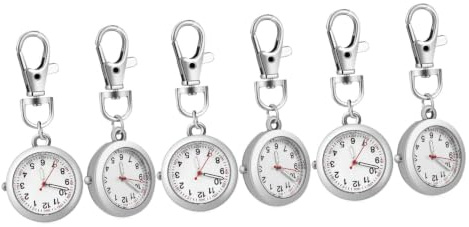 STOBOK 6 STK Taschenuhr Krankenschwesteruhr Brosche Hängende Uhr Uhr Schlüsselanhänger Ansteckuhr Broschen Für Frauen Rostfreier Stahl Damen Gürtel Clip