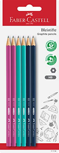 FABER-CASTELL 111184 - Bleistifte Set, 6 Stifte Härtegrad HB, bruchsicher, für Kinder und Erwachsene