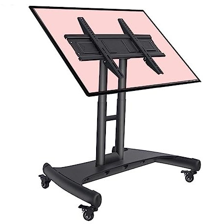 Mobile TV Stand - Mobile TV Carrello su Rotelle, Carrello per Monitor a Vita Bassa con Ruote per TV a Schermo Piatto Curvo da 32-75 Pollici, Regolabile in Altezza