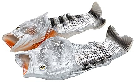 TUOJINRUIDA Fisch Schlappen Unisex Lustig Badelatschen für Herren oder Damen Funny Hausschuhe Latschen für Strandhaus Dusche Entspannte Stunden Am Pool, Spaziergänge Im Freien