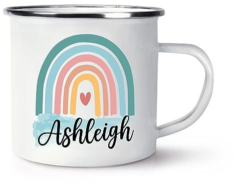 Personalised Colourful Rainbow Name Enamel Mug Cup
