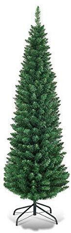 GOPLUS Künstlicher Weihnachtsbaum 150/180/210/240cm, Bleistift Tannenbaum mit Metallständer & üppigen Zweigen, Christbaum künstlich für Festival, Partys (180cm)