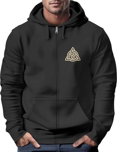 Neverless® Zip Hoodie Herren Sweatjacke mit Kapuze Logo Wikinger nordische Mythologie Valknut Wotansknoten Valhalla