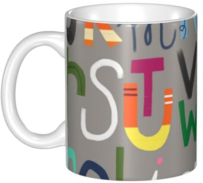 Graziosa tazza in porcellana con lettere inglesi in stile vintage, tazze da caffè, eleganti tazze in ceramica, perfette per casa, ufficio, manico ergonomico