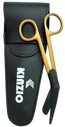 KINZIO Chirurgische professionelle Verbandschere Blasenverbände, Pflegeschere, Chirurgischer Edelstahl, Satin-Finish, Pulverbeschichtung (14cm)