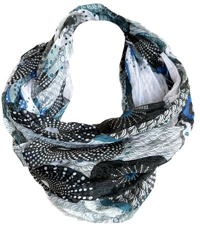 J26 Blumen Mandala Farbverlauf Seide Sommer Loop Verlauf Regenbogen Rainbow Silk Uni Rundschal Schlauchschal Stola Schal leicht (A Schwarz)