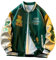 YeGang Herren Varsity Jacken - College Bomberjacke Vintage Sweatshirt Lässige Unisex Streetwear Y2k Oversized Mäntel Mit Patch PU-Ledermanschetten (Grün,L)