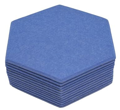 Hexagon Akustikplatten Selbstklebend,12 Stück Hohe Dichte Schallabsorber für Decken,Schallabsorber Akustikpaneele,Tür,Wanddekoration und Akustische Behandlung, Studio,Home,Gaming Deko (Blau)