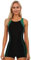 BEACHKINI Costume da Bagno Donna Costume Intero Costume da Bagno Aperto sul Retro Costume da Bagno competitivo,Strisce Verdi,EU 42