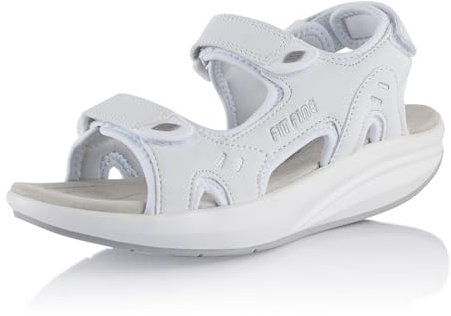 Fusskleidung® Damen Herren Sandalen Sommer Abrollsohle leichte Gesundheitsschuhe Weiß EU 39