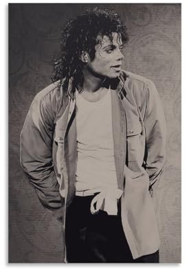 HAMAQAA Poster, Motiv: Michael Jackson, schwarz-weiß, dekoratives Gemälde, Leinwand, Wandposter und Kunstdruck, modernes Familienschlafzimmer, Dekoration, Poster, 30 x 45 cm