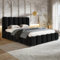 MOTIVENA Grand Bubble Bett 180x200, Polsterbett 180x200 Samt, mit Bettkasten, mit Stauraum, mit Lattenrost, mit Kopfteil, Matratze H3, Schwarz