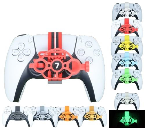 Volante mini para PS5 y para PS5 slim Mando para juegos de carreras Volante de impresión 3D Auxiliar Recambio Ligero Accesorios de volante de carreras (Blue)