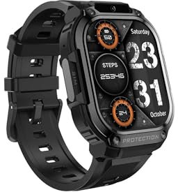 Smart-BOSS 4G LTE Android Smart Watch AMOLED Screen, Blood Pressure Monitoring, Heart Rate, Camera/Video Call/Wi-Fi/GPS/SIM Card Smartwatch for Men 8.1 SL8541E 2GB + 16GB/IP67 Waterproof Smartwatch Fi