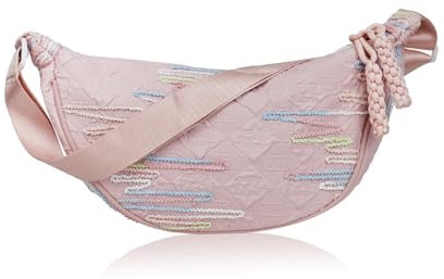 AfitLulu Borse a tracolla a mezzaluna da donna con tracolla regolabile, piccole borse in nylon borsa a tracolla da donna borsa a tracolla con ricamo a mezzaluna borsa a tracolla con cerniera, Rosa-1,