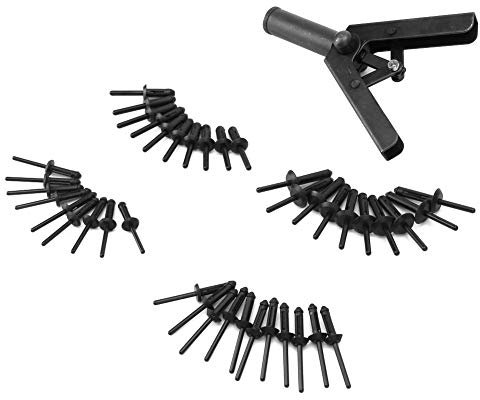 Eacam Plastikriveterpistole, 40pcs Kunststoffnieten 1PCS Kohlenstoffstahl, Ergonomisches Design für Alle Anlässe