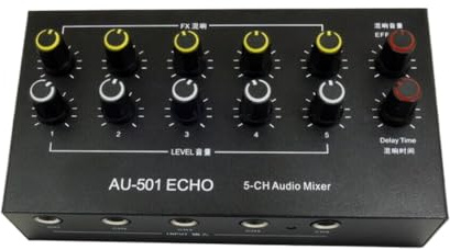 Jooehyer 5CH Microphone Expander 5 Channel 6.5mm Microphone Mixer Rechargeable Microphone Expander