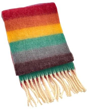 MISUVRSE 2024 Schal in Regenbogenfarben, für Herbst und Winter, warm, koreanisches Halstuch, langes Kinder-Winter-Outfit, Kleidung, Accessoire, Regenbogen