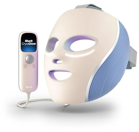 Shark CryoGlow LED Face Mask with Under-Eye Cooling, Adjustable Straps | Anti-Ageing & Blemish Repair, Red & Blue LED, Infrared Light Therapy, USB-C, Remote Control, Storage Bag, Adjustable Straps