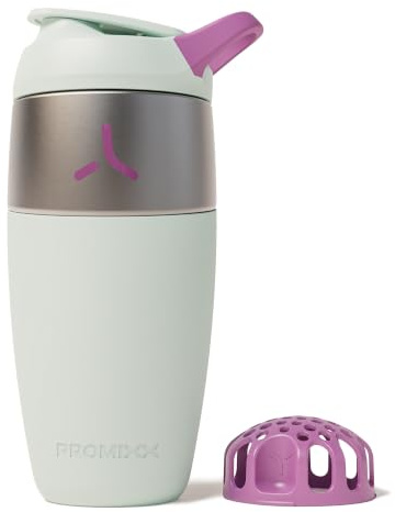 PROMIXX Pursuit Stainless Steel Shaker Bottle - 760ml Lightweight Metal Protein Mixer with Snap-Fit Agitator for Smooth Shakes - Leak-Proof Odor-Resistant Gym Shaker Cup for Fitness - Seagrass Green