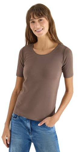 Cecil Basic T-Shirt mit Rundhals in Unifarbe urban Taupe XL