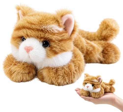 JrnSvp Stofftier Katze, Kuscheltier Katze Für Bürodekoration Und Wohnaccessoire, Plüschtier Katze Mit Weichem Material, Dekorative Plüschkatze Für Sofa Und Auto
