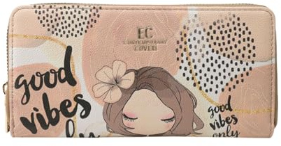 EC Contemporary Coveri Portafoglio Donna in PU, Con Cerniera Zip Around, Grafica Artistica Con Scatola Regalo