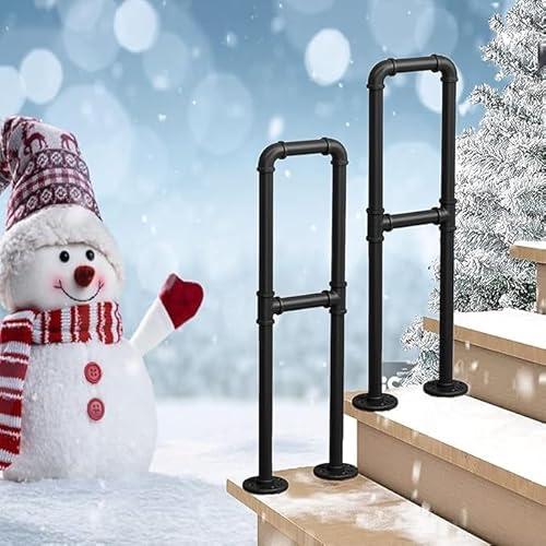 LQSYBHD 2pcs Added Bar Stair Handrails for Indoor Steps,Non- Slip Safety U-Shaped Corridor Railing,Outdoor Garden Terrace Decking Hand Rails Grab Bar,Concrete Wooden Steps Guardrail(Size:85cm/2.8 ft)