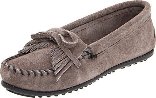 Minnetonka Women's Kilty Moccasin,Grey,9 M US